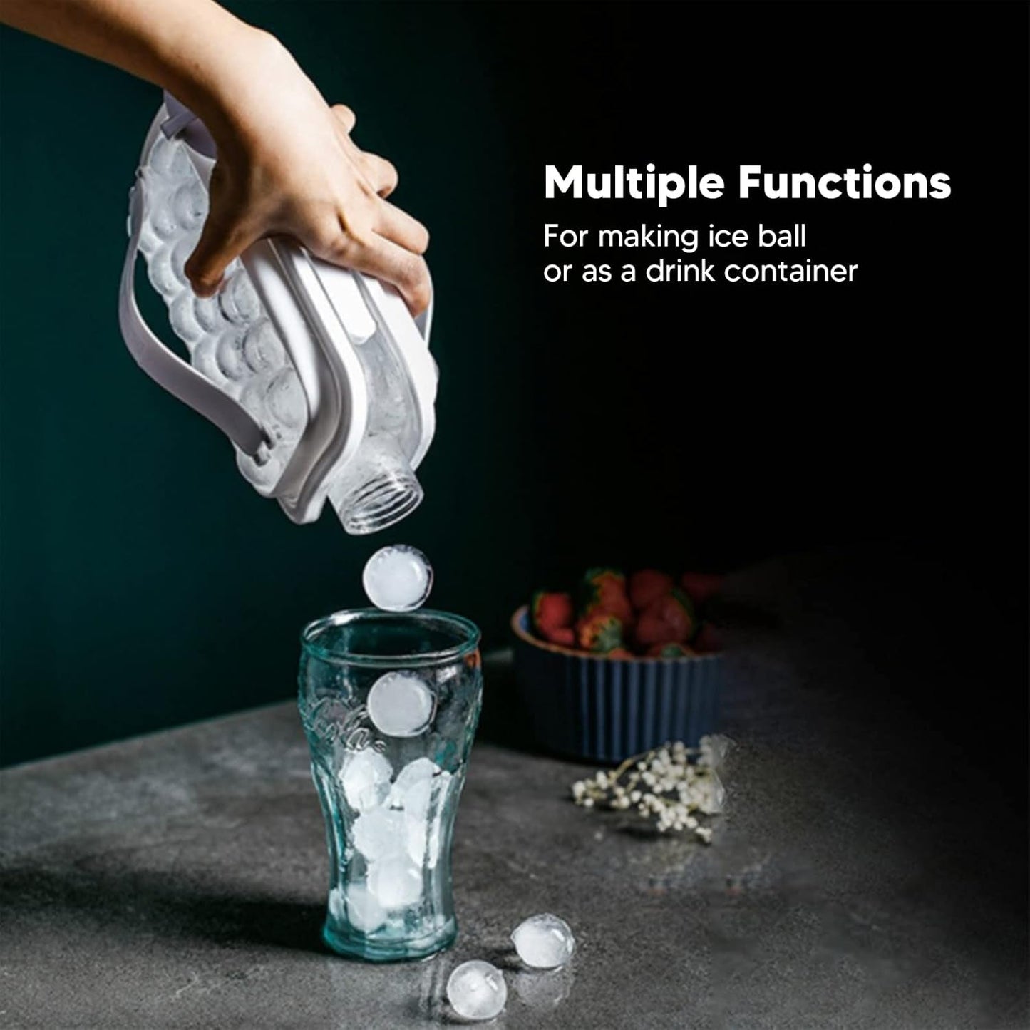 Ice Cube Trays 2 in 1 Portable Ice Ball Maker, 17 Round Ice Cube Mold (1 Pc)