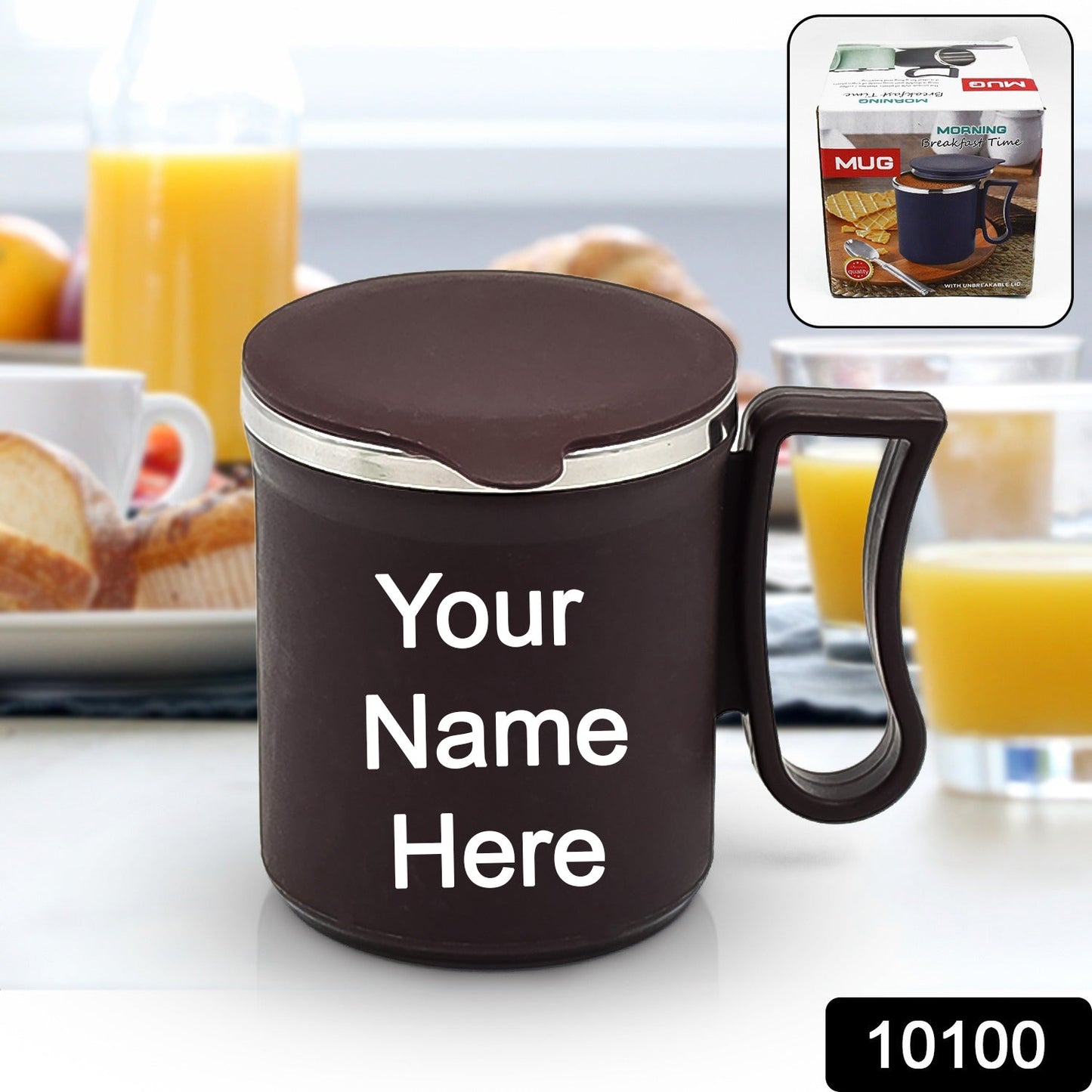 Customize Coffee Mug with Lid and Handle-Plastic Covered Stainless Steel Mug (Random Color, Approx 200 ML)