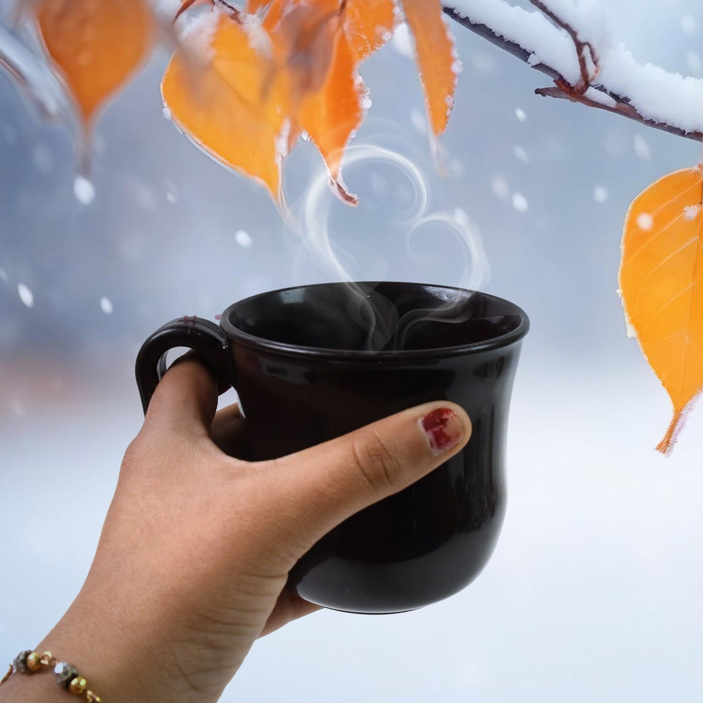 Customize Premium Plastic Coffee / Tea Cups / Mug with Handle (1 Pc / Loose / Mix Color)