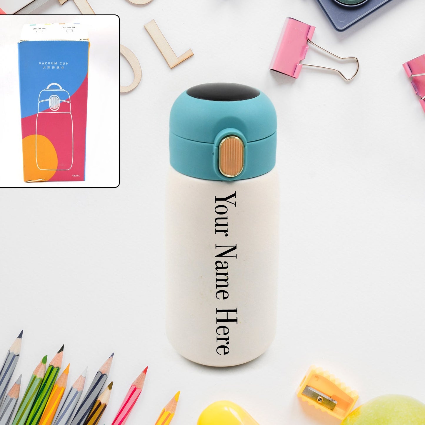 Customize Smart Vacuum Insulated Water Bottle (420 ML / Mix design & Color)