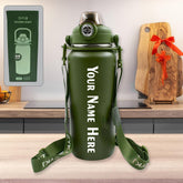 Customize Stainless Steel Water Bottle with Straw, Strap & Handle Vacuum Insulated Thermos Flask Double-Walled Coffee Thermos Flask Leak-proof Water Bottle for Sports, Fitness, Gym (1500ML)