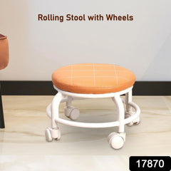 Roller Seat Stool Low Height Rolling Plastic Stool Multifunctional Small Household Movable Mini Stool Pulley Wheel Stool for Garage Home Library (1 Pc)