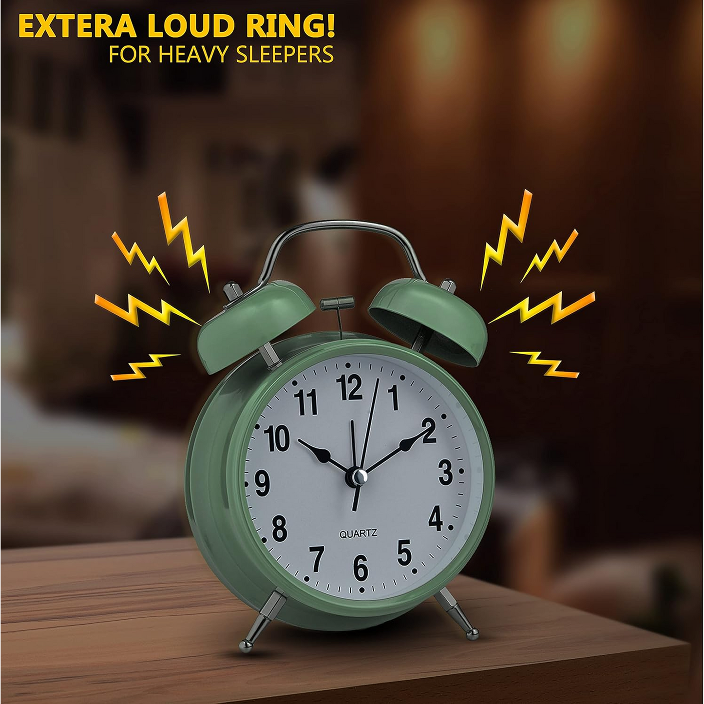Small Twin-Bell Analog Alarm Clock - (1 Pc)