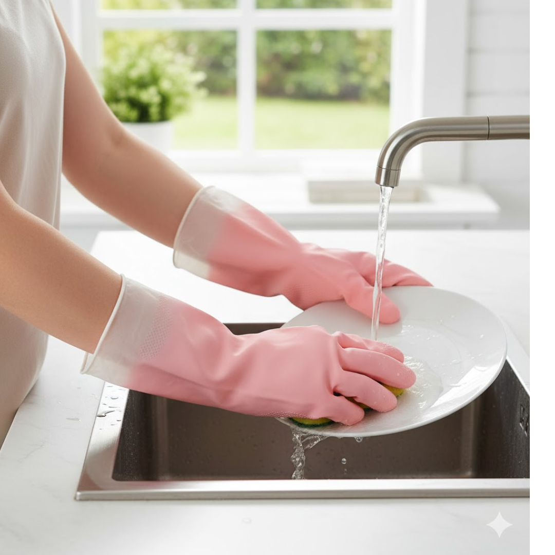 Large Size Reusable Household Cleaning Gloves - (1 Pair)