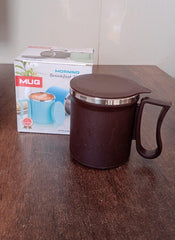 Customize Coffee Mug with Lid and Handle-Plastic Covered Stainless Steel Mug (Random Color, Approx 200 ML)