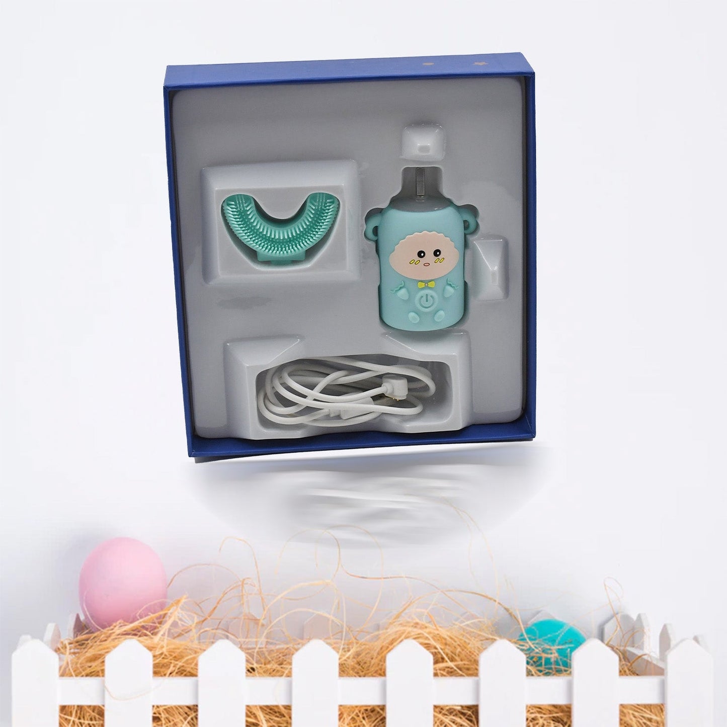 Electric Toothbrush With Light & Music, Kids U-Shaped 360° USB Rechargeable Plastic Automatic Toothbrush Portable Adjustable Cleaning Whitening Toothbrush with USB Charging Function Plastic + ABS for Kids