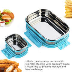 Customize Premium Stainless Steel Lunch Box for Kid, 2 Containers Lunch Box, Perfect Size Meal Lunch Box Set for Office, School and Travelling Tiffin Box (1000 ML+ 200 ML Approx)