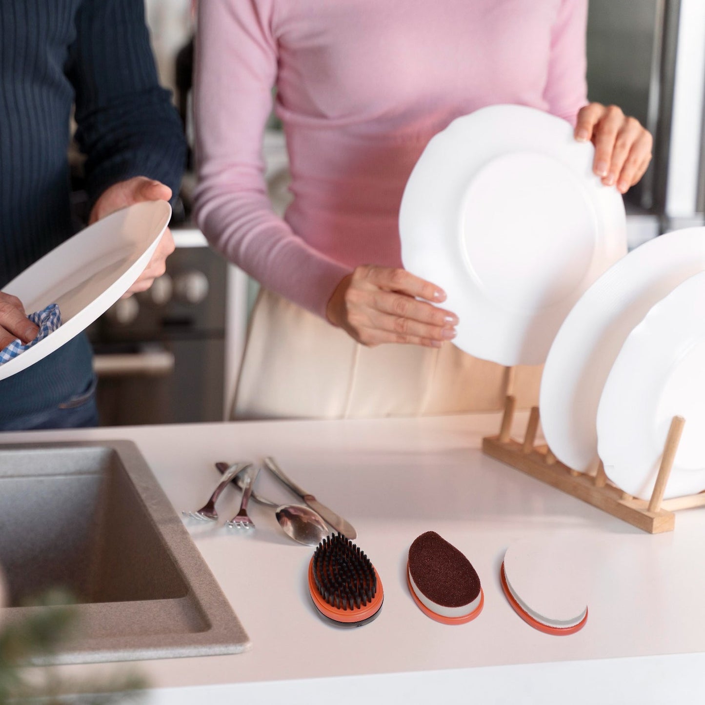 Plastic Wet and Dry Brush for home (Multicolor, 3 Units)