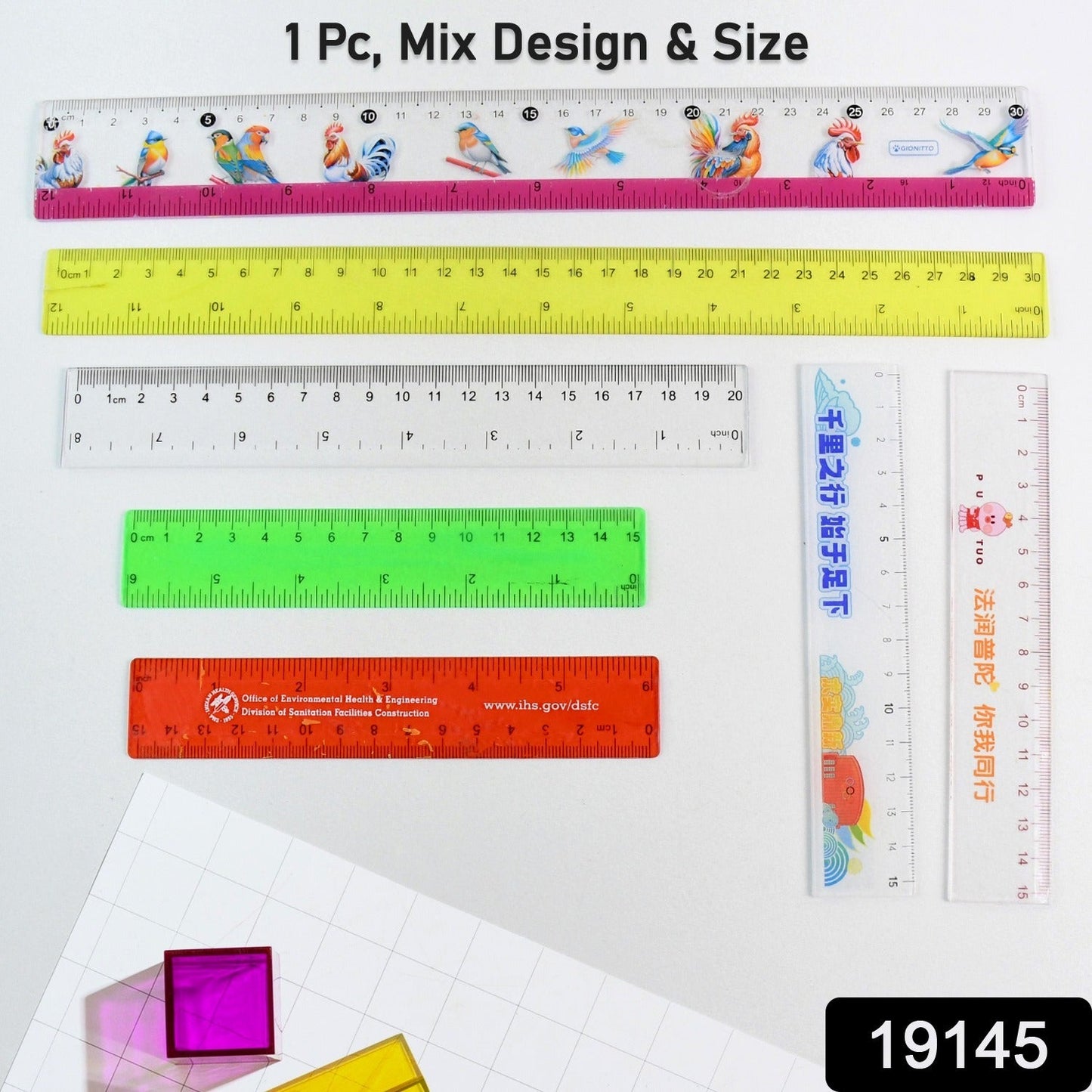 Premium Quality Assorted Plastic Ruler (1 Pc & Mix Design)