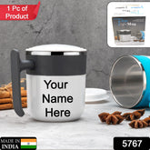 Customize Stainless Steel Insulated Coffee/Tea Mug with Lid – Double Wall Hot Beverage Travel Cup, Milk Mug for Office & Home Use (1 Pc)