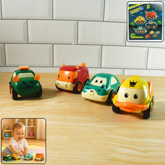 Funwoods Animal Cartoon Pull-Back Toy Car - (4 Pc / Set)