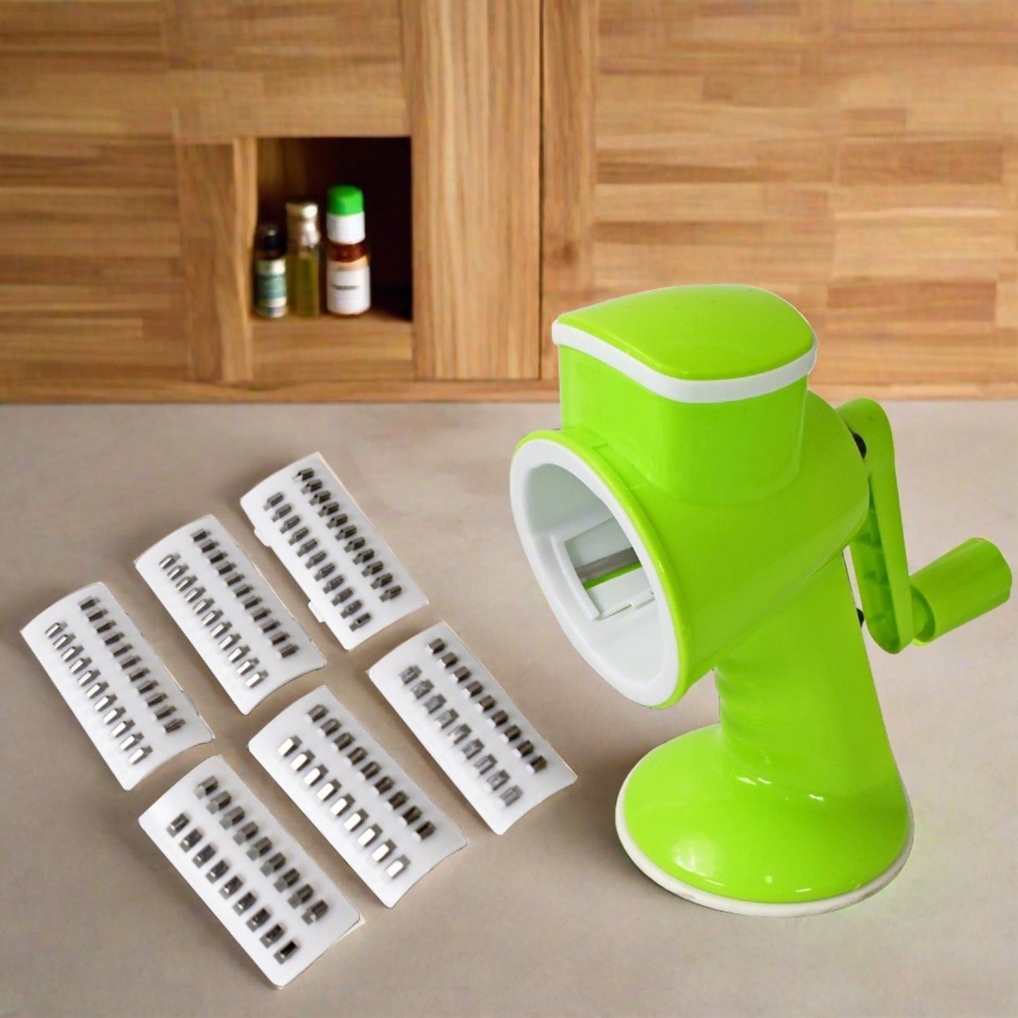 6 in 1 Multi functional Vegetable Cutter & Slicer Hand Machine Cutting, Slice, Cut Thick, Cut Silk All in one βVegetable Chopper Cutter & Slicing Cutter Barrel - Vegetable Grater with 6 Removable Blades