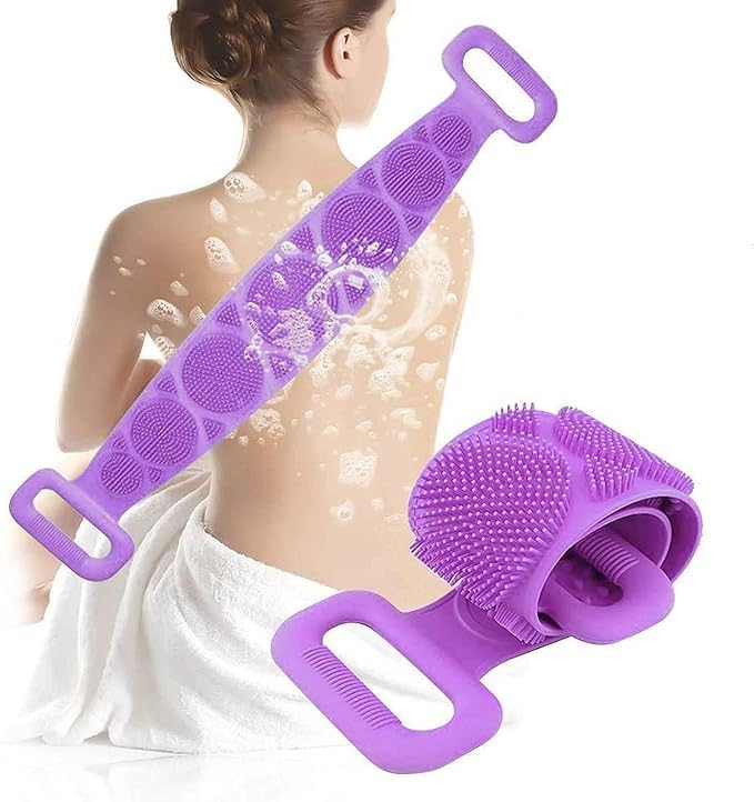 Silicone Body Back Scrubber Double Side Bathing Brush for Skin Deep Cleaning, Scrubber Belt (Copy)