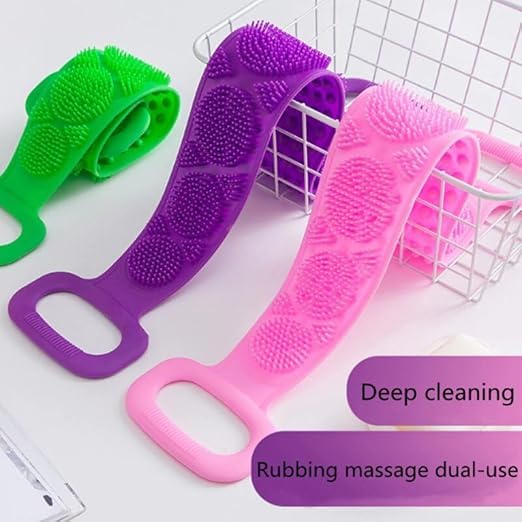 Silicone Body Back Scrubber Double Side Bathing Brush for Skin Deep Cleaning, Scrubber Belt (Copy)