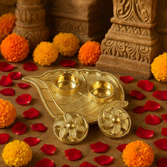 Leaf-Shaped Decorative Pooja Thali - (1 Pc)