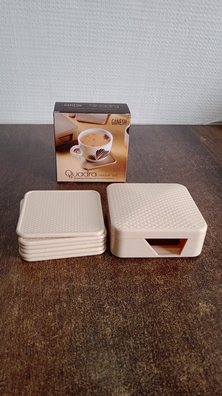 Ganesh Premium Square Coasters with Storage Box (6 Pc / Set)