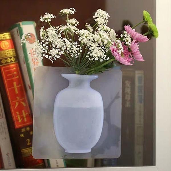 Wall Hanging Silicone Flower Pot Sticker Plant Rack for Decoration (MultiColour)