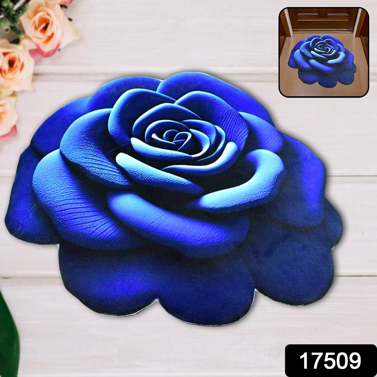 Rose Shaped Anti-Slip Velvet Floor Mat