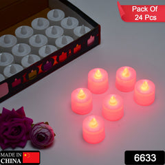 Red LED Tealights Smokeless Flameless Candles for Home Decor, Diwali (24 Pcs)