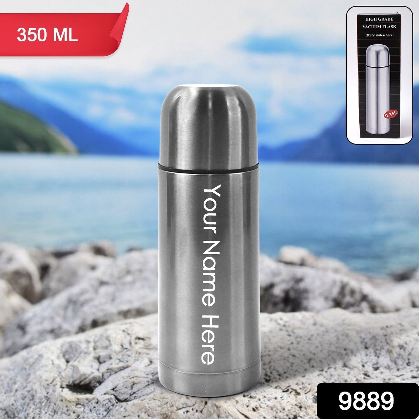Customize Stainless Steel Hot And Cold Water Bottle With Push-down Lid (350ml)