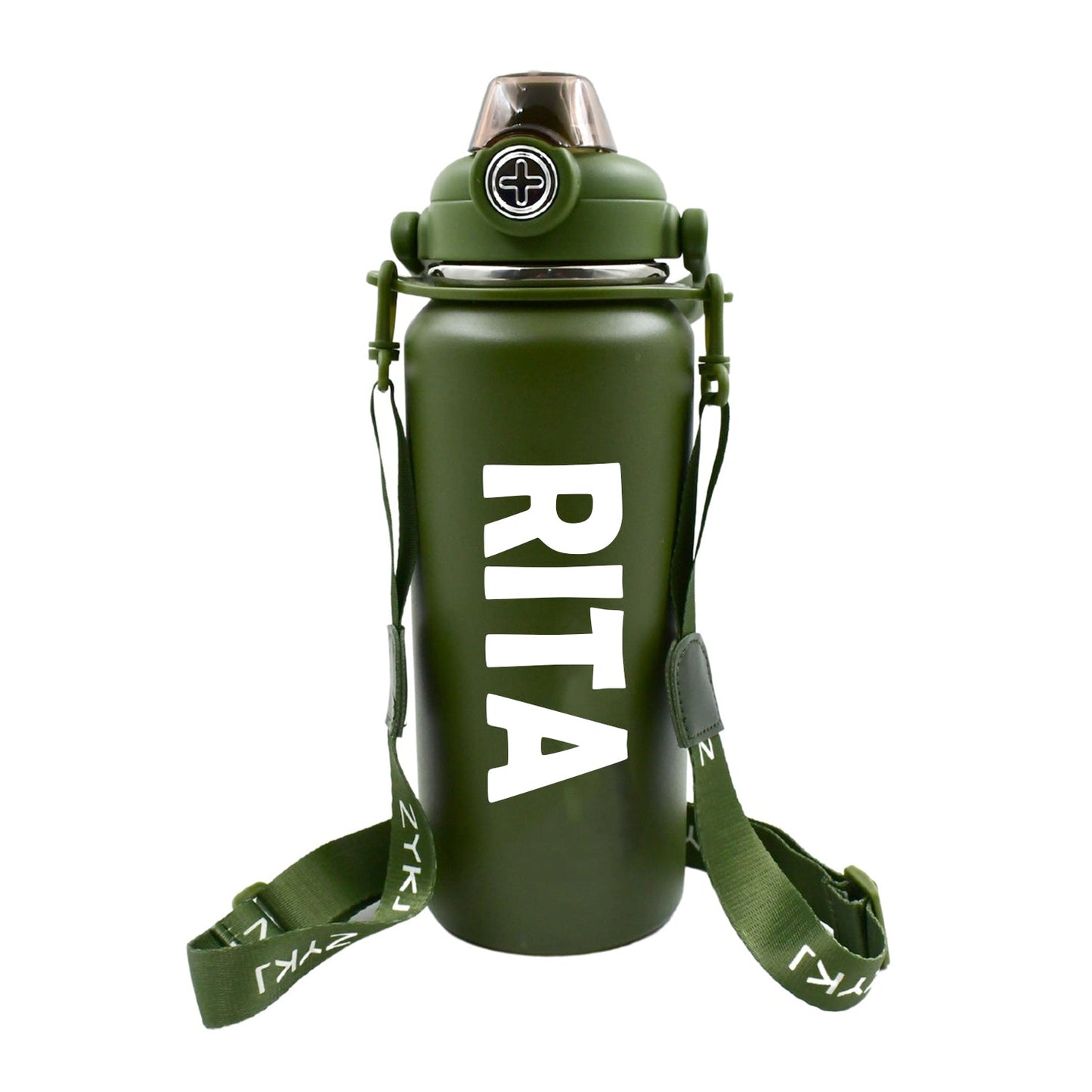 Customize Stainless Steel Water Bottle with Straw, Strap & Handle Vacuum Insulated Thermos Flask Double-Walled Coffee Thermos Flask Leak-proof Water Bottle for Sports, Fitness, Gym (1500ML)