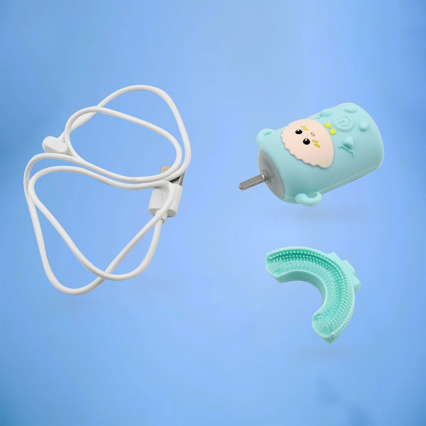 Electric Toothbrush With Light & Music, Kids U-Shaped 360° USB Rechargeable Plastic Automatic Toothbrush Portable Adjustable Cleaning Whitening Toothbrush with USB Charging Function Plastic + ABS for Kids