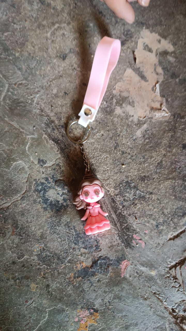 Cute Cartoon Silicone 3D Key Chain with Metal Hook & Strap (Pack of 1 / Mix Design)