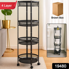 Freestanding 4-Tier Round Mesh Rack
