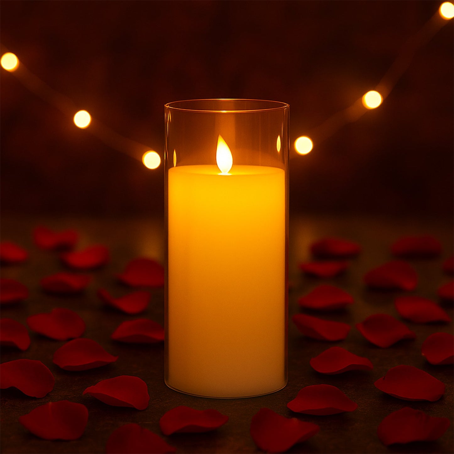 LED Flameless Candle Light with Realistic Flickering Flame Effect in Glass Cover (1 Pc)