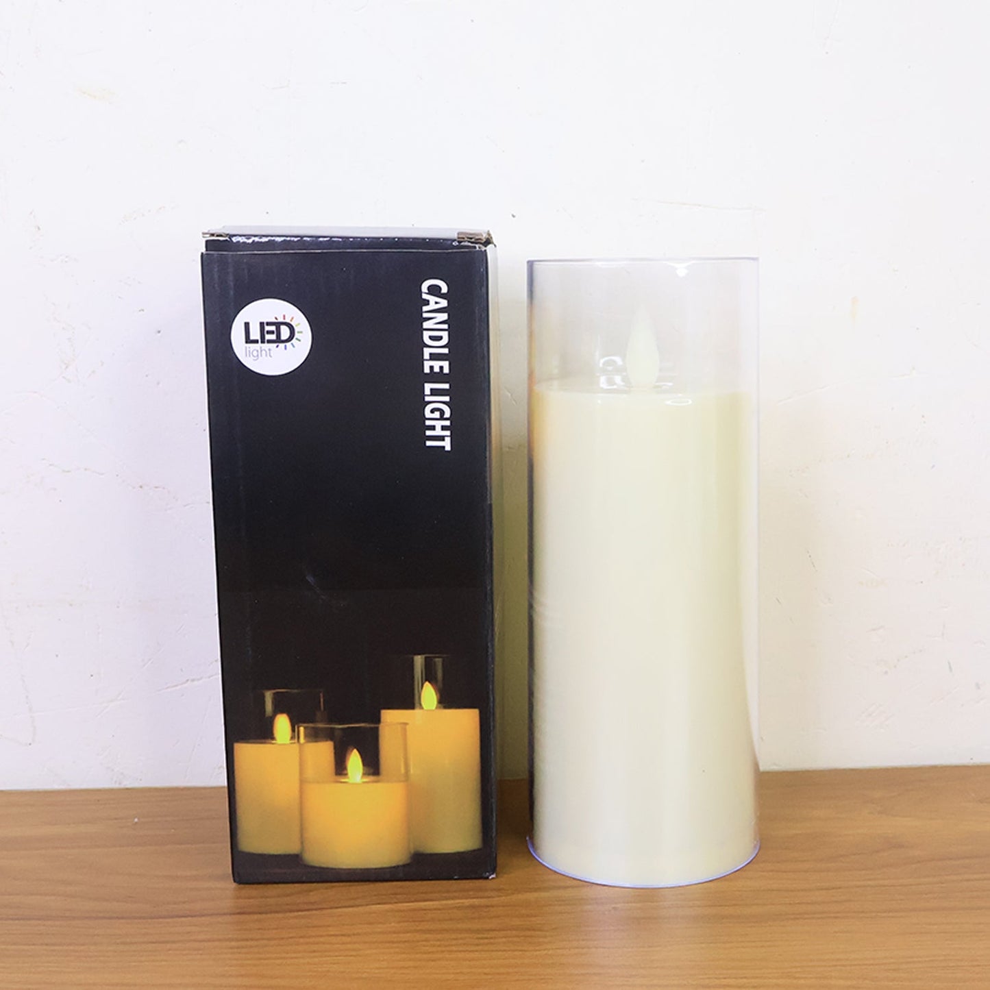 LED Flameless Candle Light with Realistic Flickering Flame Effect in Glass Cover (1 Pc)