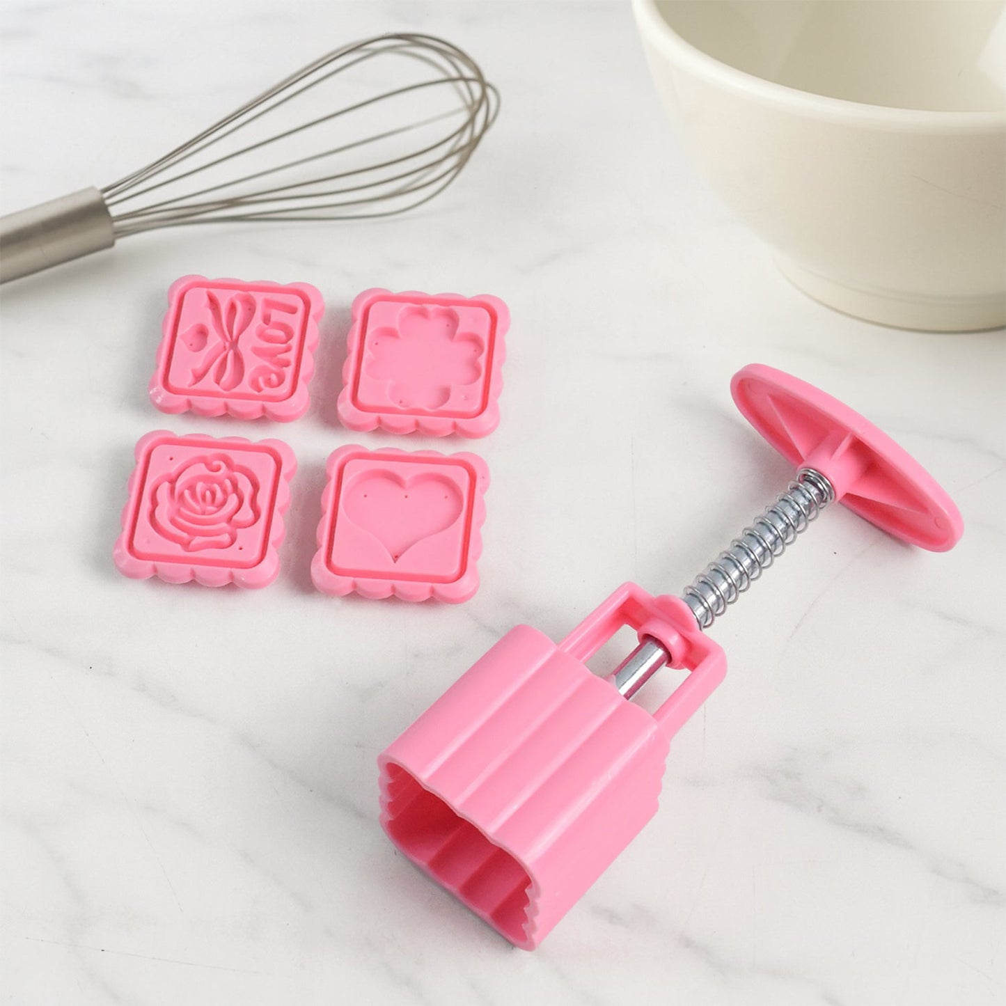 Multipurpose Cookie Biscuit Stamp Mold Set with Press Handle