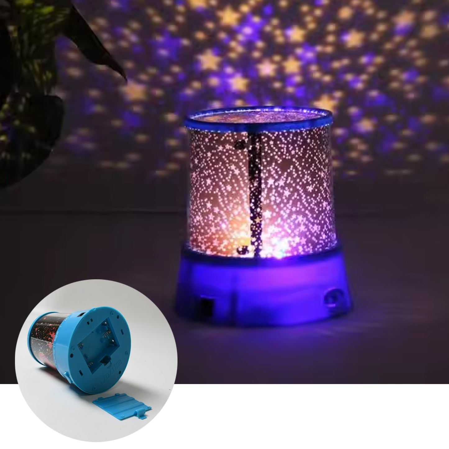LED Projector Night Light Amazing Lamp, 3 Battery operated lamps, Rotation With the music Function, Master for Kids Bedroom Home Decoration Night Romantic Gift (Battery Not Included / 1 pc)