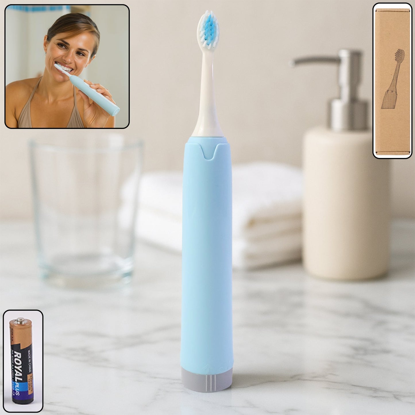 Portable Battery-Operated Electric Toothbrush (1 Pc)