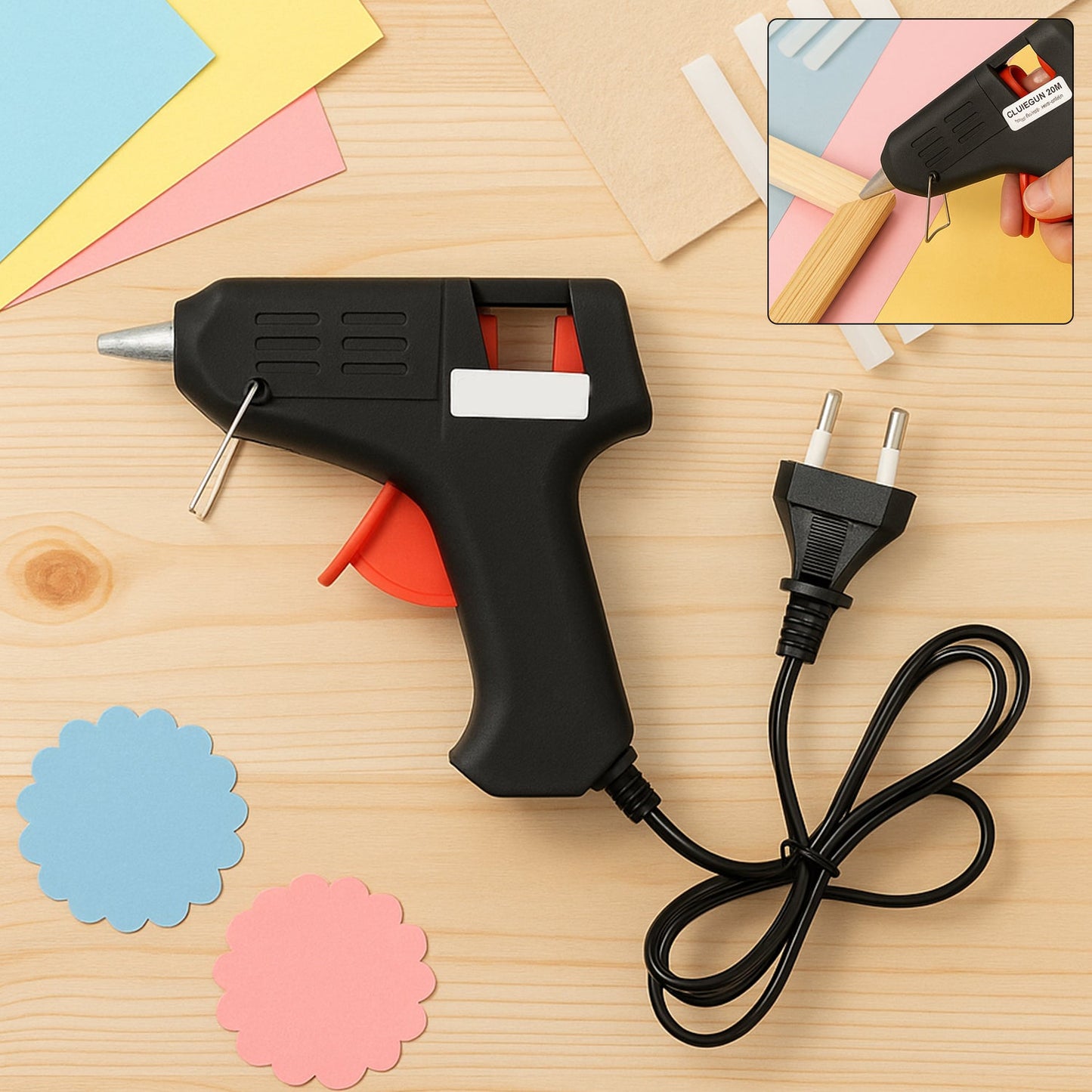 20W Hot Melt Glue Gun – Fast-Heating Craft & Repair Adhesive Applicator (1 Pc)