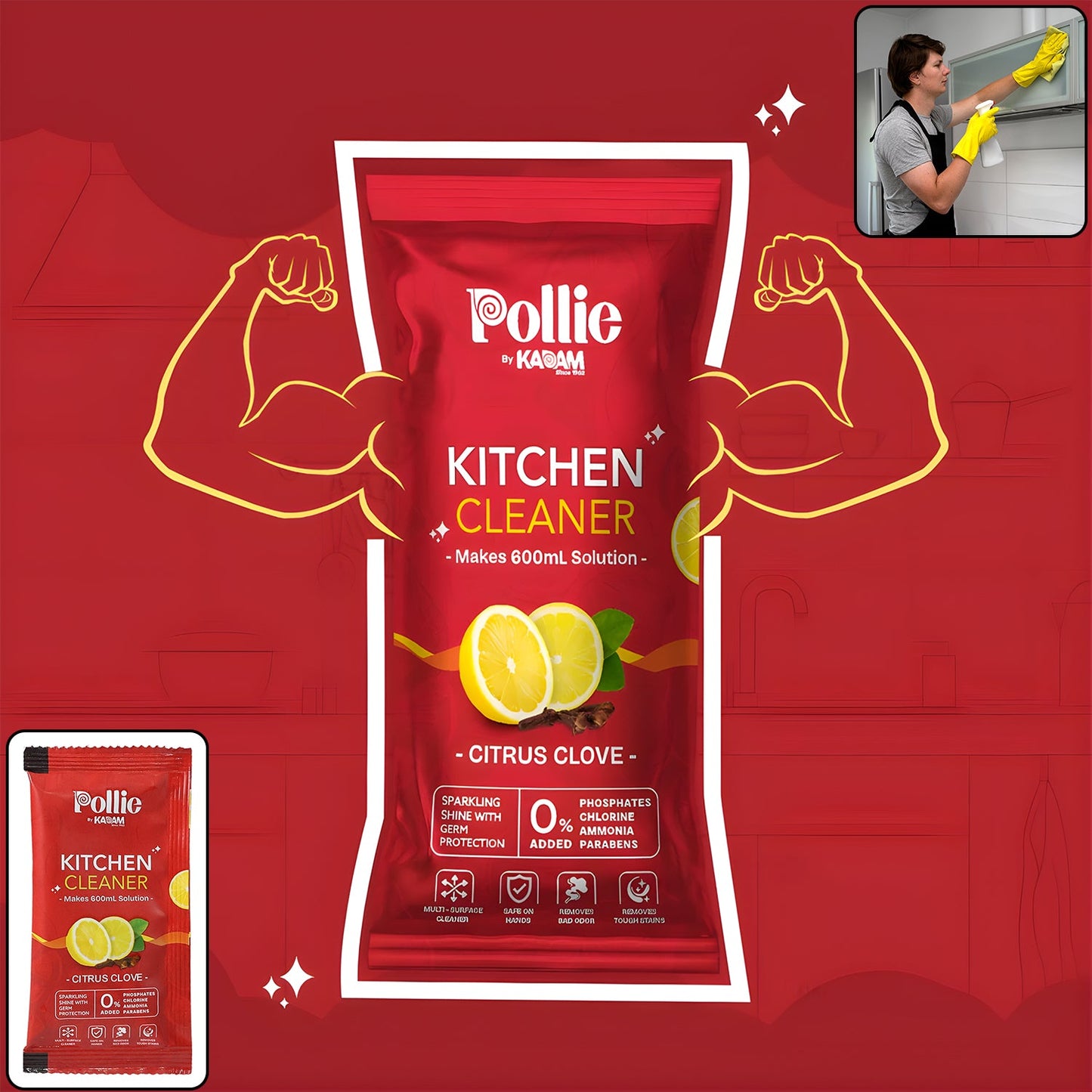 Pollic Kadam Concentrated Kitchen Surface Cleaner Sachet