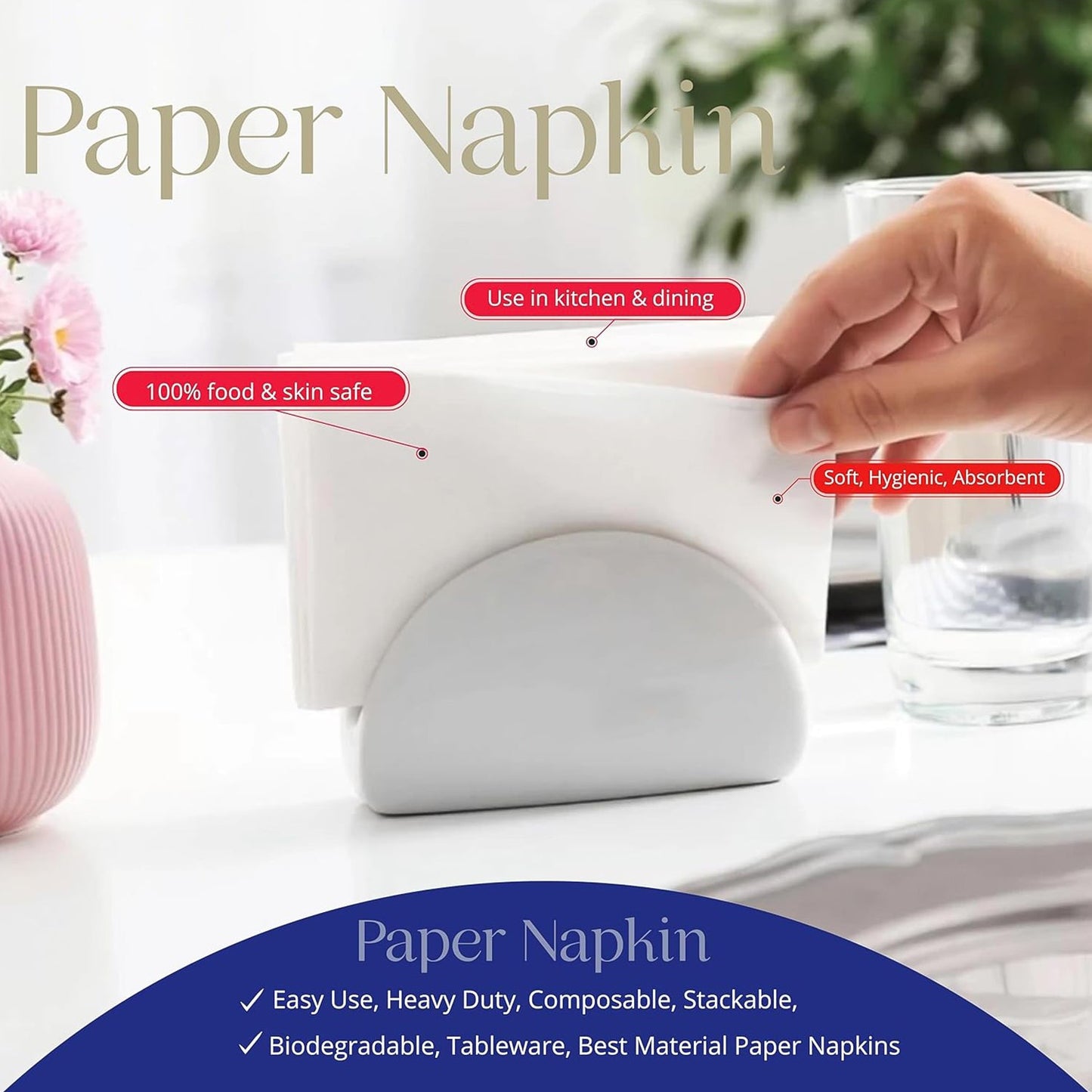 Soft & Absorbent Disposable Tissue Napkins / Paper (75 Pc)
