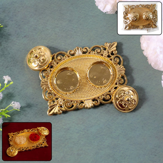 Royal Ornate Oval Pooja Thali - (1 Pc)