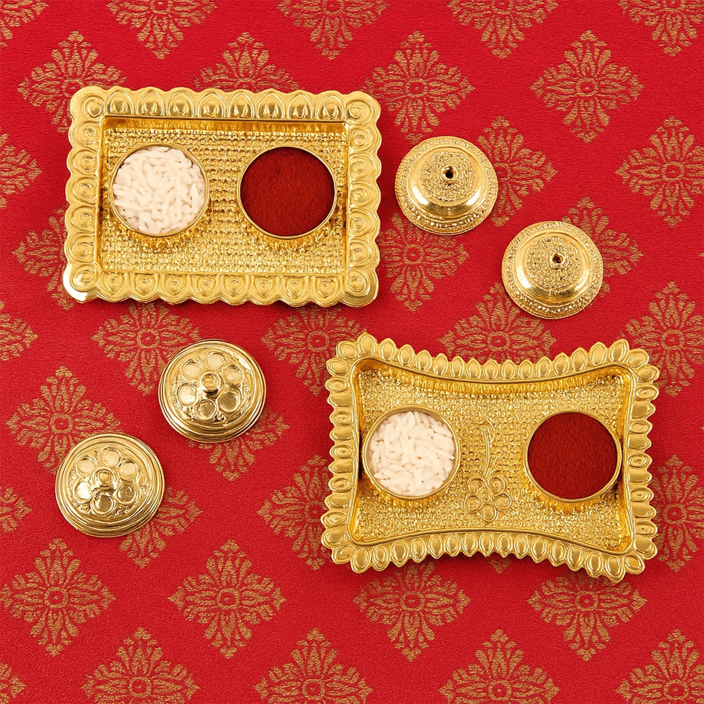 Ornate Rectangular Pooja Tilak Plate - (Mix Design / 1 Pc)