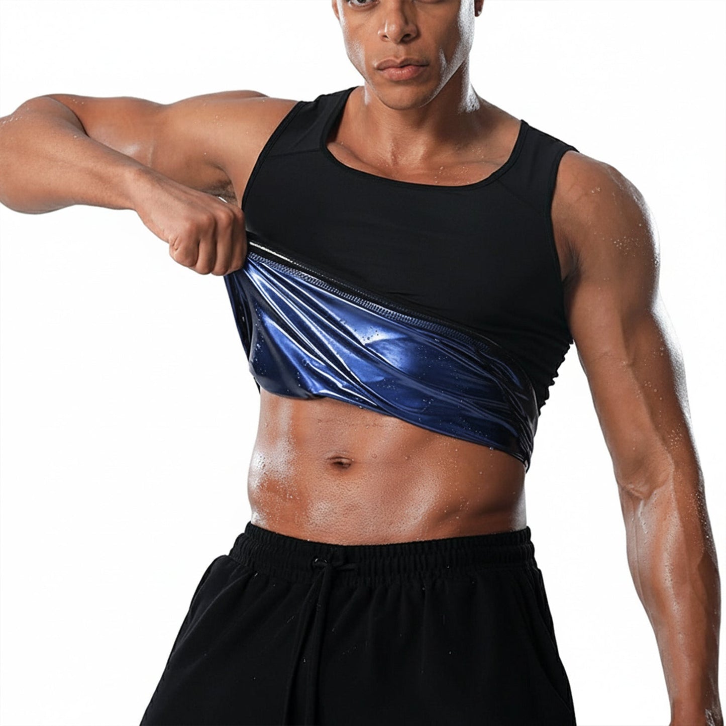 Men’s Slim Fit Sweat Shaper Tank Top (S/M, 1 Pc)