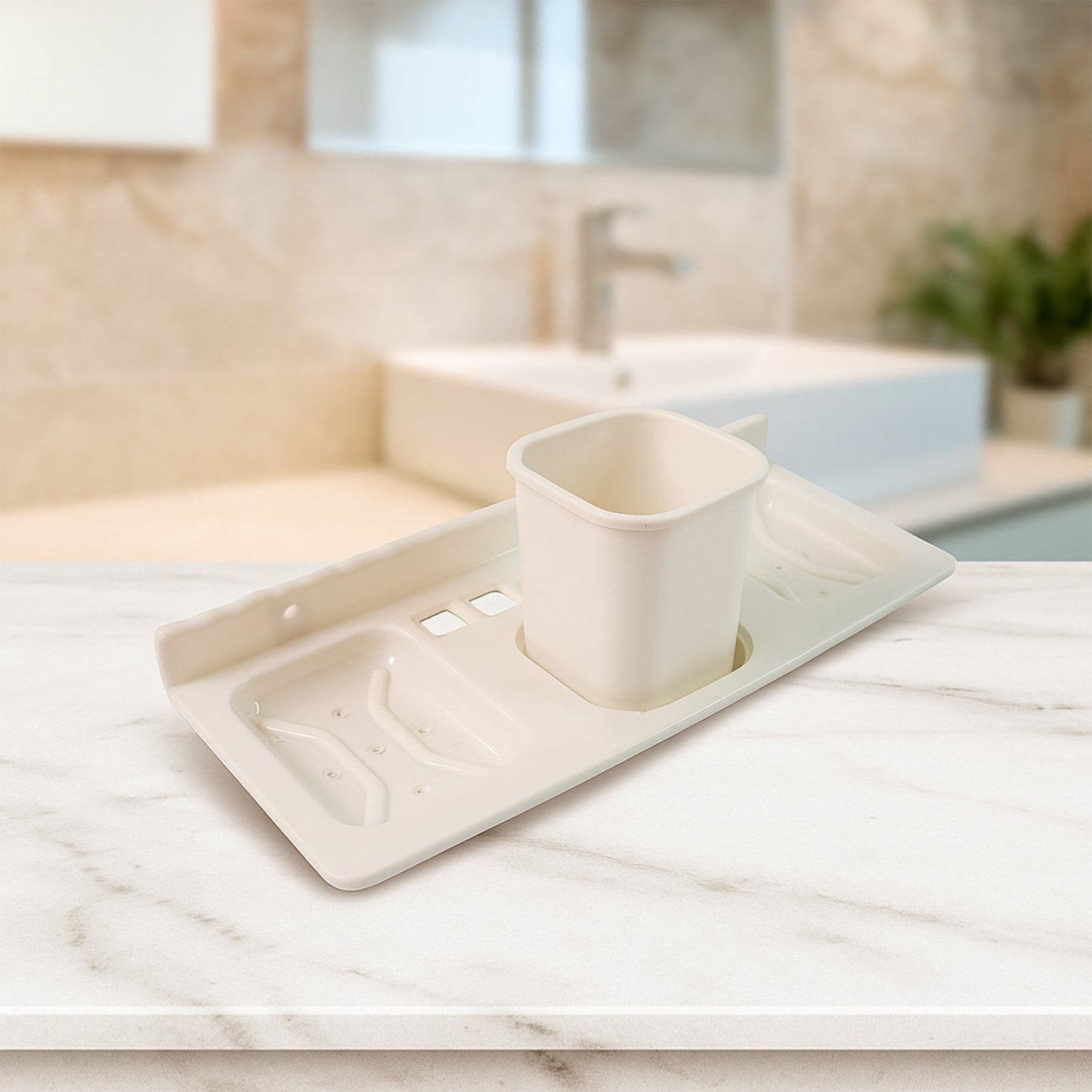 4 in 1 Wall-Mounted Bathroom Organizer - (1 Pc)