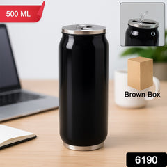 Stainless Steel Can-Shaped Vacuum Flask with Built-In Straw 500ml Approx, Tumbler (1 Pc)