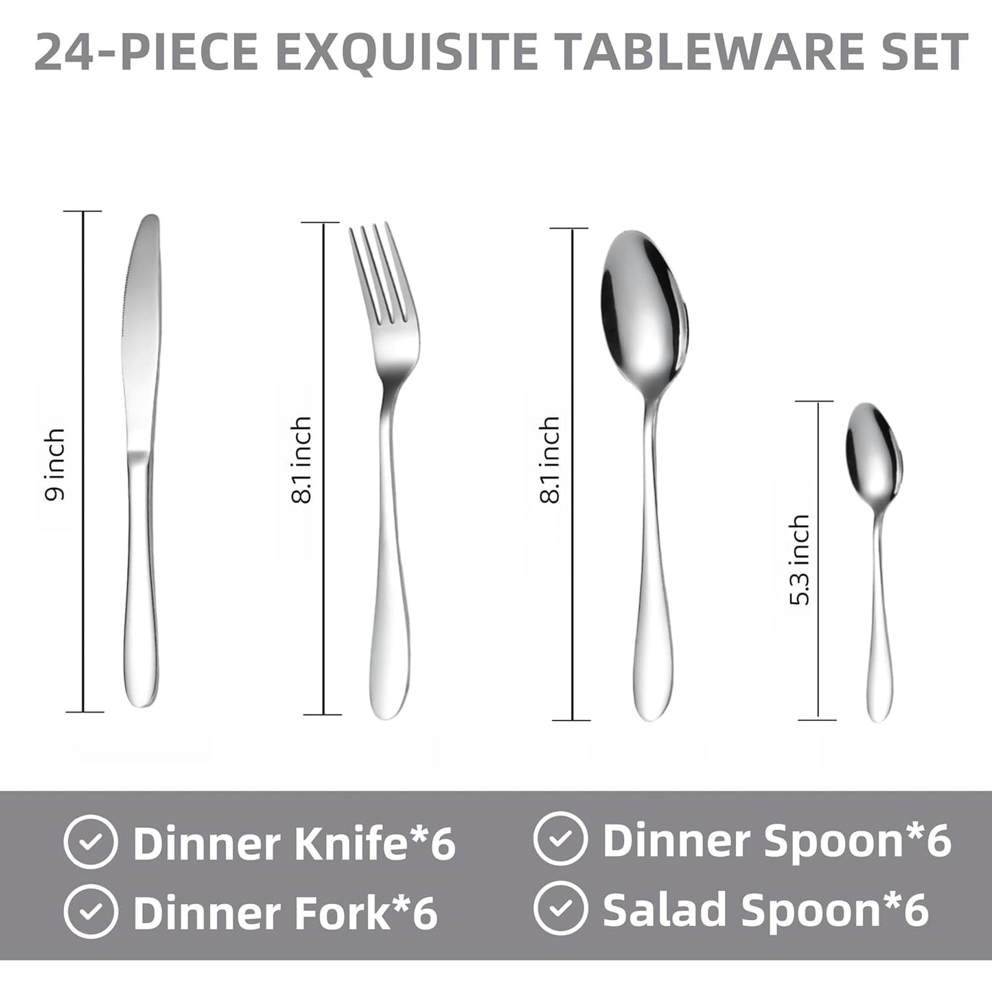 Premium Stainless Steel Polished Cutlery Set (24 Pc)