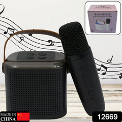 Wireless Speaker Microphone Set, RGB Light Support Memory Card PortableKaraoke Machine Perfect for Travel TV