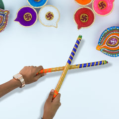 Traditional Decorative Dandiya Sticks Pair for Navratri, Garba (2 Pc)