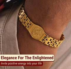 Om Premium Gold Brass Plated Bracelet | Spiritual Jewellery for Men & Women