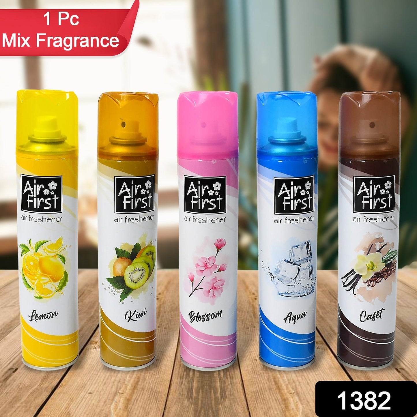 Air Freshener | Used In Office, Home, Hotels, Banquets, Carpet Etc, Room Spray Air Freshener, Mix Fragrance Lemon, Kiwi, Blossom, Aqua, Cafet (300 Ml Approx / 1 Pc)