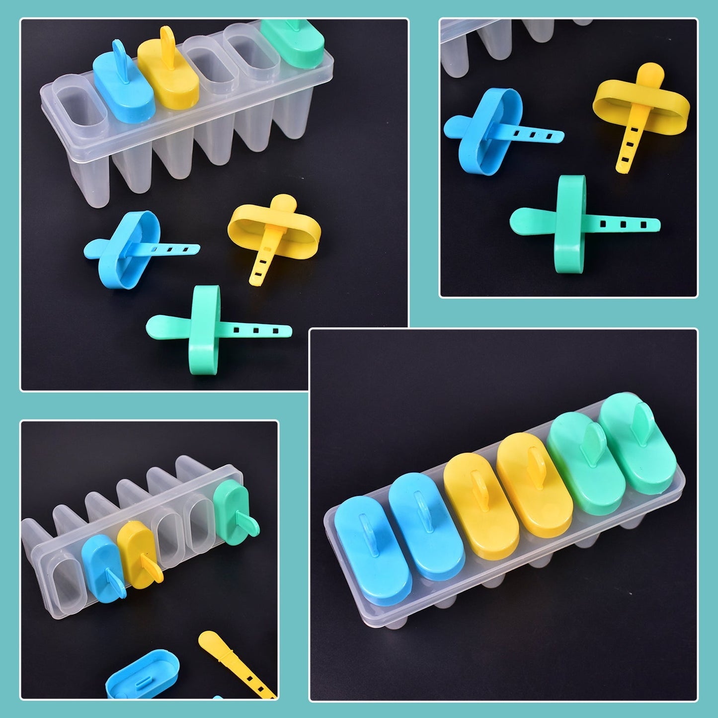 Ice Candy Maker Upgrade sicle Molds Sets 6 Ice Makers Reusable Ice Lolly Cream Mold Home-Made sicles Mould with Stick
