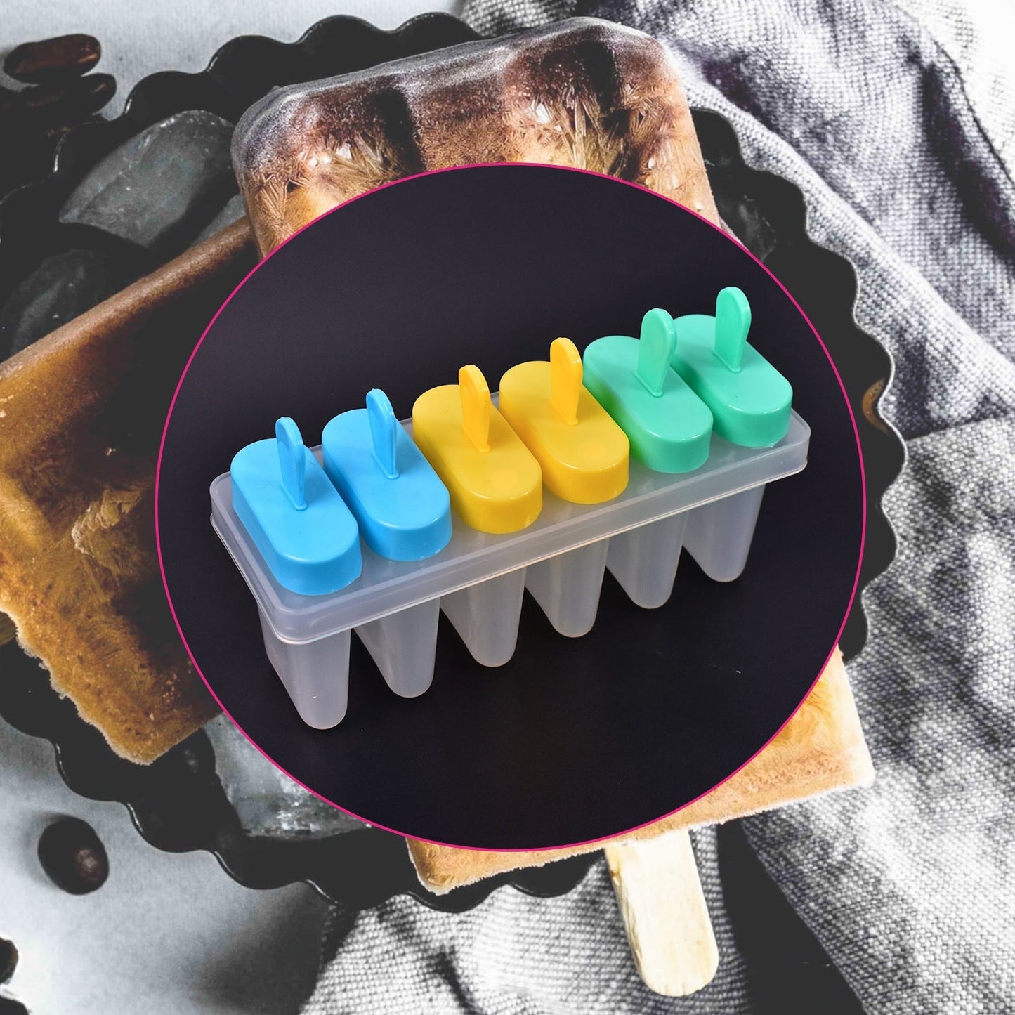 Ice Candy Maker Upgrade sicle Molds Sets 6 Ice Makers Reusable Ice Lolly Cream Mold Home-Made sicles Mould with Stick
