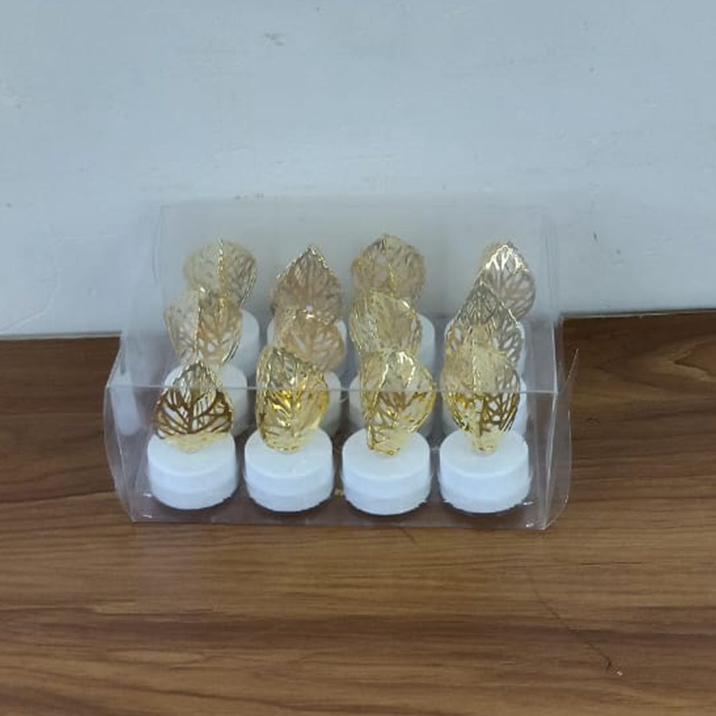 Decorative Golden Leaf Shaped Flameless LED Candles (12 Pc)
