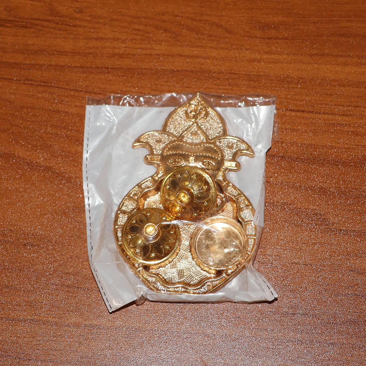 Traditional Golden Lord Ganesha Kumkum Dish (1 Pc)